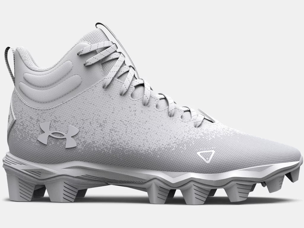Under Armour Men's Spotlight Franchise RM 2.0 Football Cleats- White/White/Metallic Silver