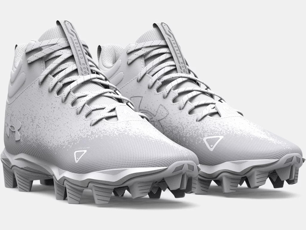 Under Armour Men's Spotlight Franchise RM 2.0 Football Cleats- White/White/Metallic Silver