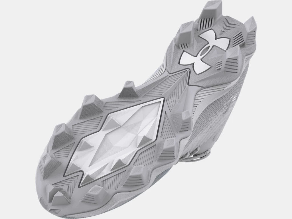 Under Armour Men's Spotlight Franchise RM 2.0 Football Cleats- White/White/Metallic Silver