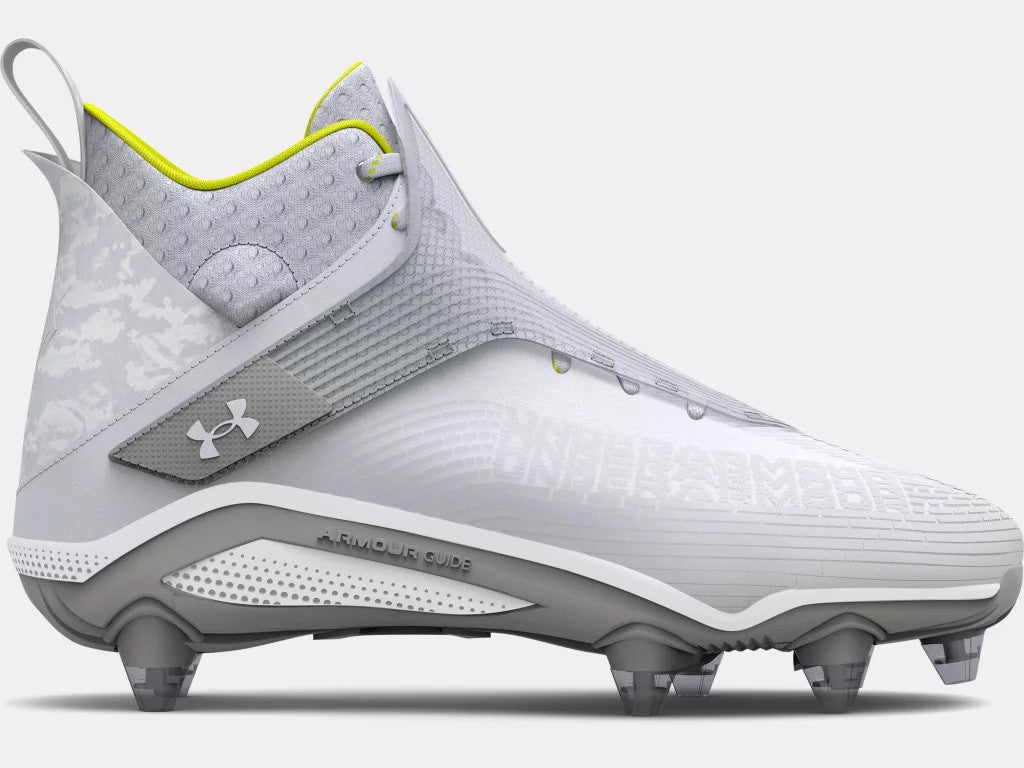 Under Armour Men's Highlight Hammer D Cleats- White/Metallic Sliver/White