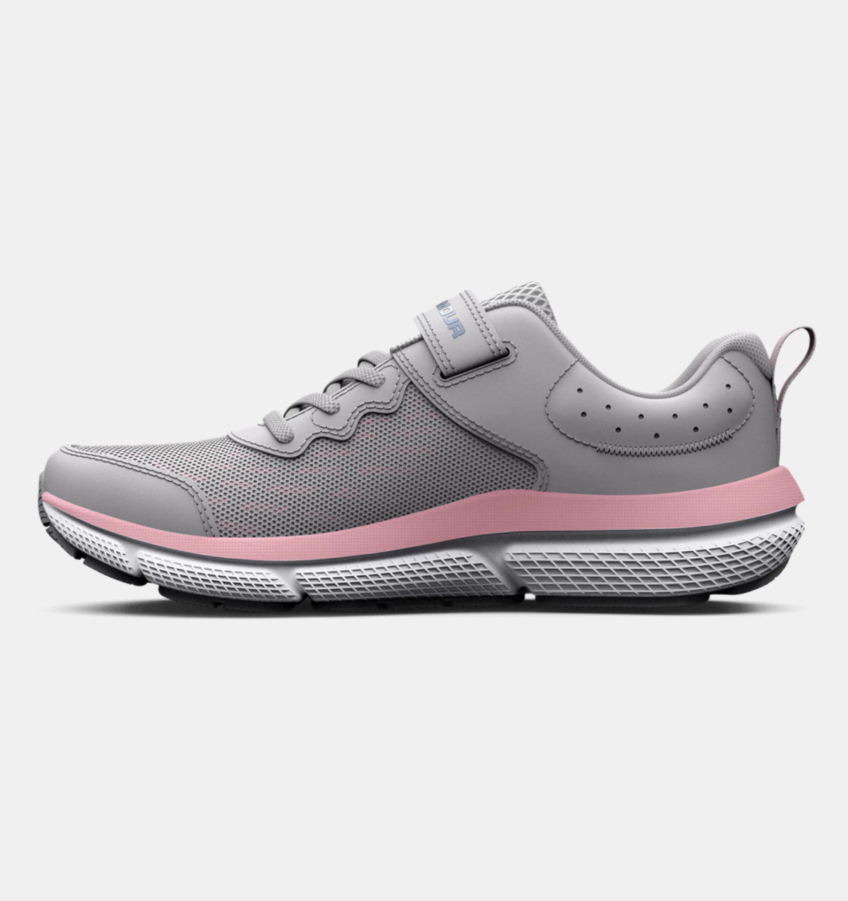 Under Armour Girls' Pre-School UA Assert 10 AC Wide Running Shoes - Halo Gray / Pink Sugar / Iridescent