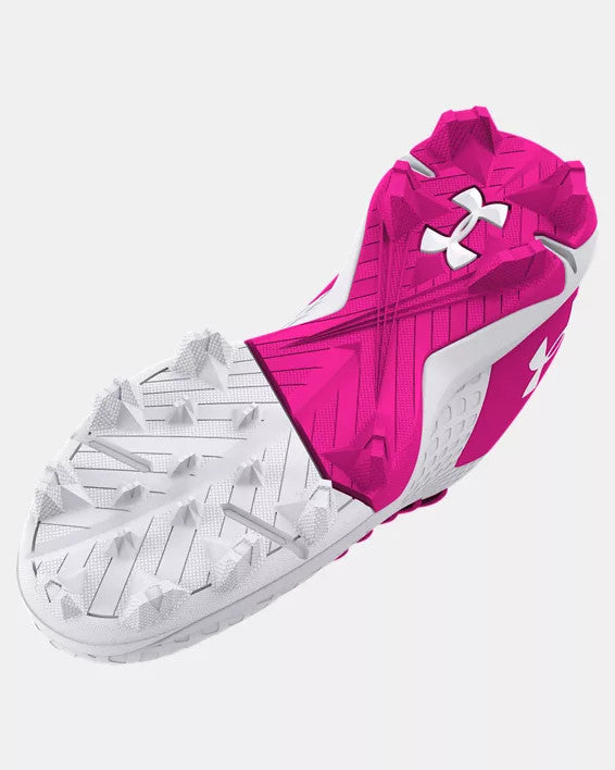 Under Armour Girls Glyde 2.0 RM Jr. Softball Cleats - White/Tropic Pink
