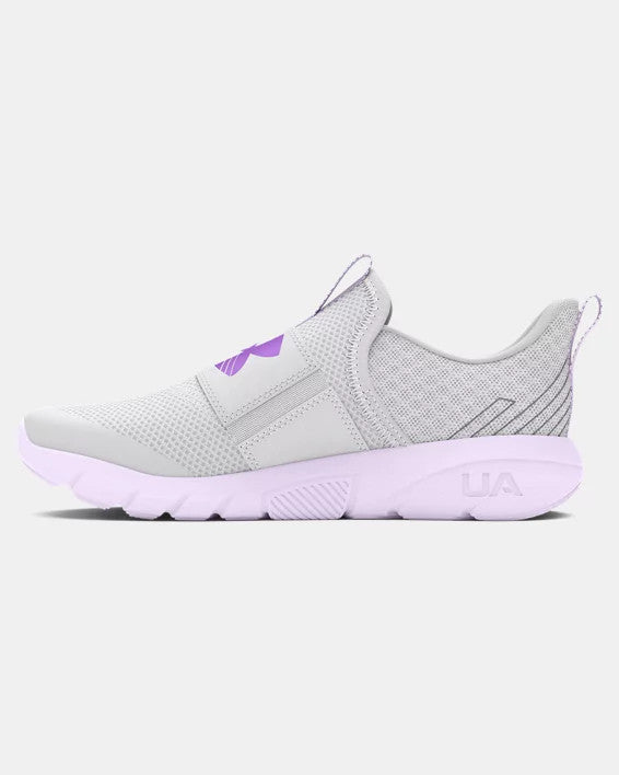 Under Armour Girls' Pre-School UA Flash Running Shoes-Halo Gray / Salt Purple / Lavish