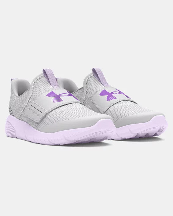 Under Armour Girls' Pre-School UA Flash Running Shoes - Halo Gray / Salt Purple / Lavish