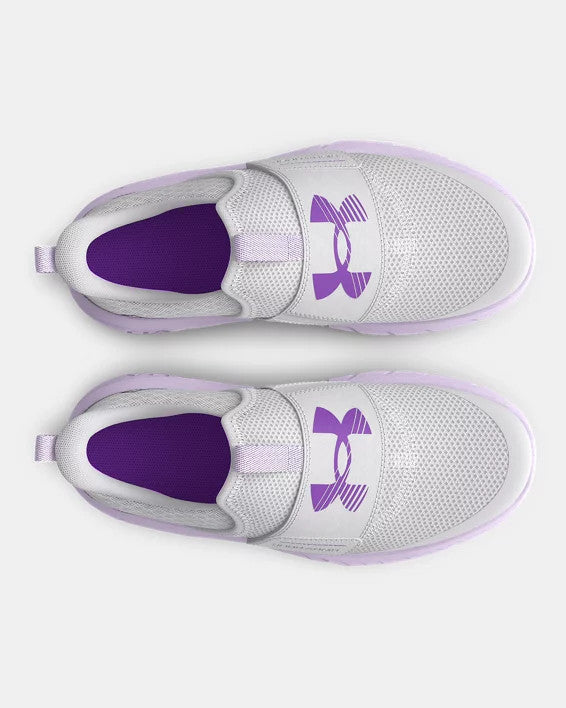 Under Armour Girls' Pre-School UA Flash Running Shoes-Halo Gray / Salt Purple / Lavish