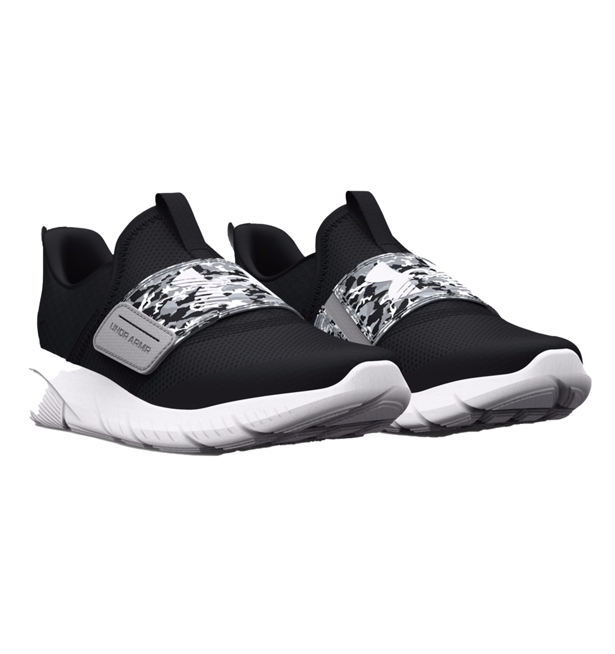 Under Armour Boys' Pre-School Flash Printed Running Shoes - Black/Mod Grey/White