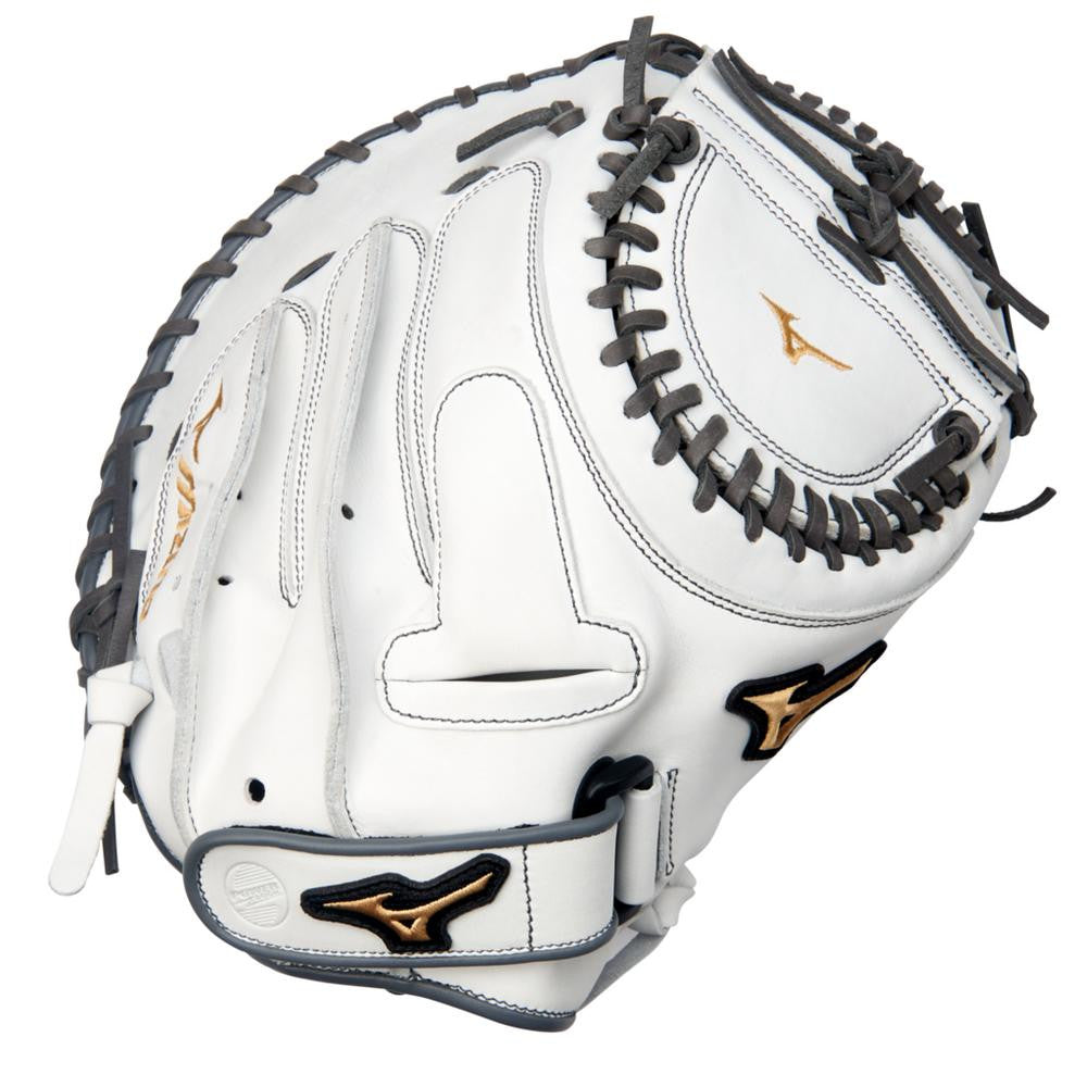 Mizuno MVP Prime GXS50PF4W 34" Fastpitch Softball Catcher's Mitt – White/Grey