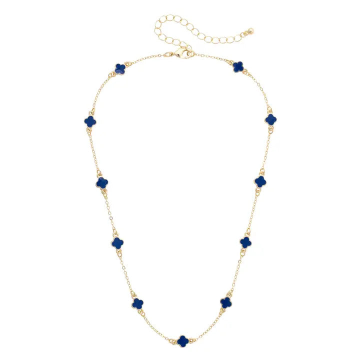 Canvas Margaret Dainty Clover Necklace - Navy