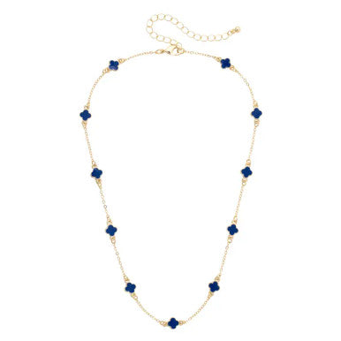 Canvas Margaret Dainty Clover Necklace - Navy