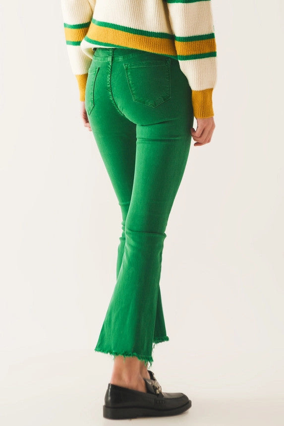 Q2 Women's Flare Jeans - Bright Green