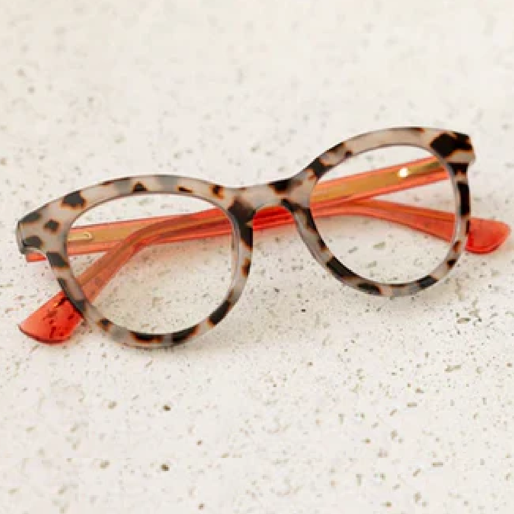 Peepers Tribeca Blue‑Light Reading Glasses – Gray Tortoise/Coral