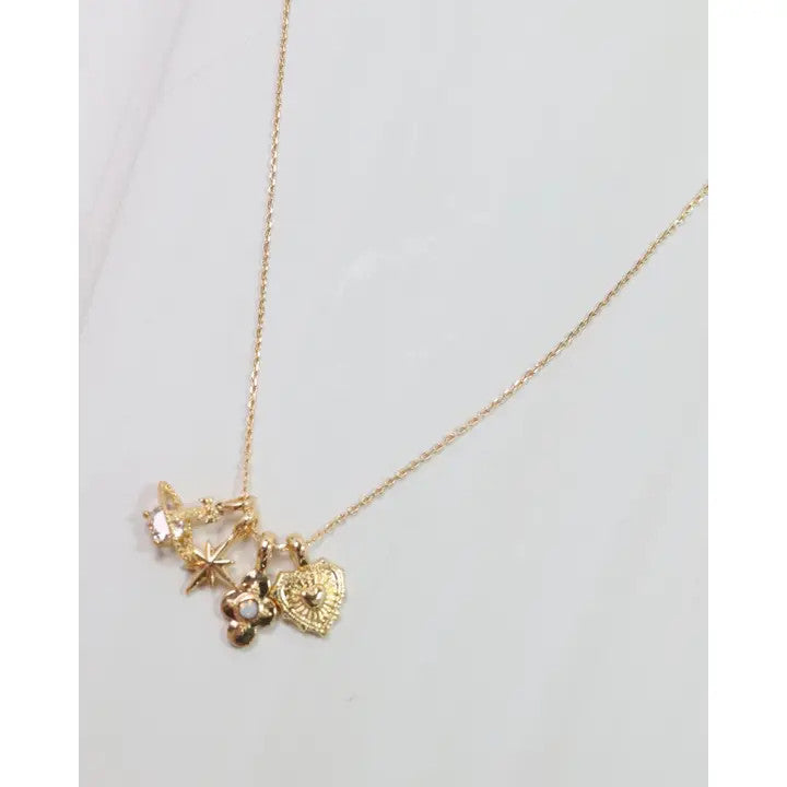 Caroline Hill Star and Heart Charm Necklace Set Gold