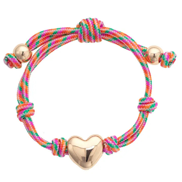 Canvas Blaine Puffy Heart Paracord Bracelet - Pink
