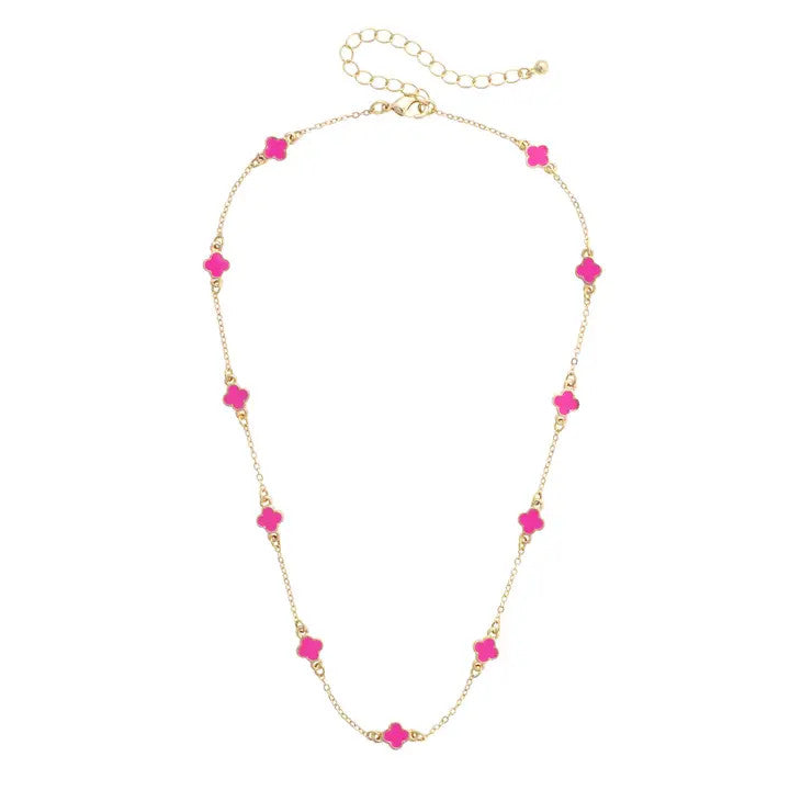 Canvas Margaret Dainty Clover Necklace - Pink