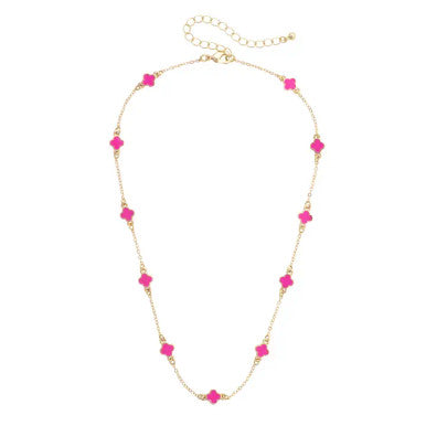 Canvas Margaret Dainty Clover Necklace - Pink