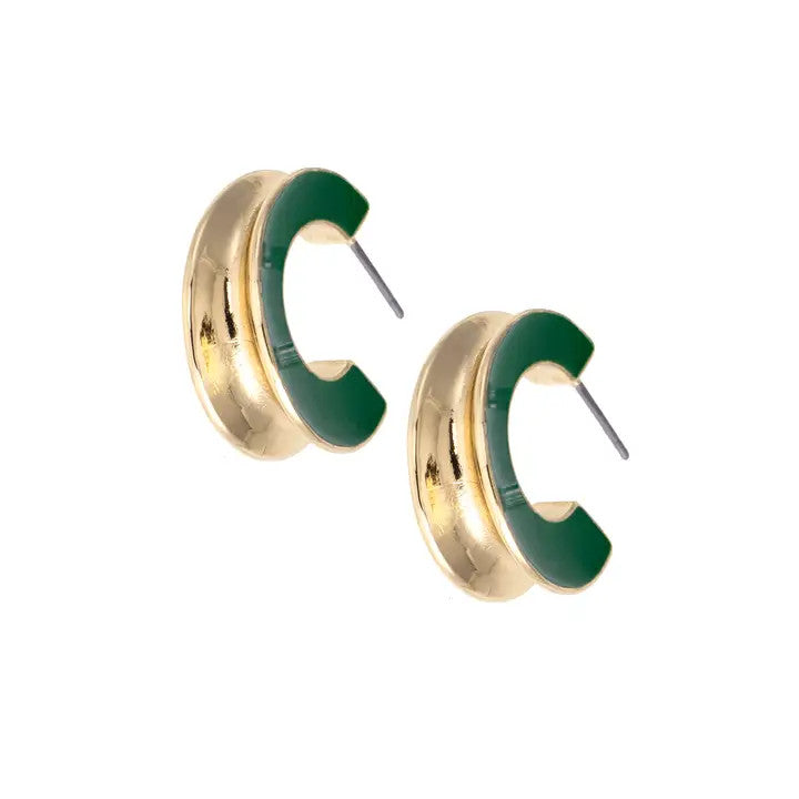Canvas Noel Sculpted Enamel Hoop Earrings - Green