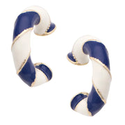 Canvas Sandy Striped Enamel Hoop Earrings - Navy