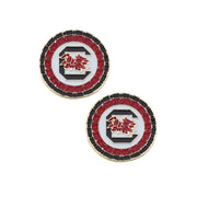 Canvas South Carolina Gamecocks Pave Disc Stud Earrings