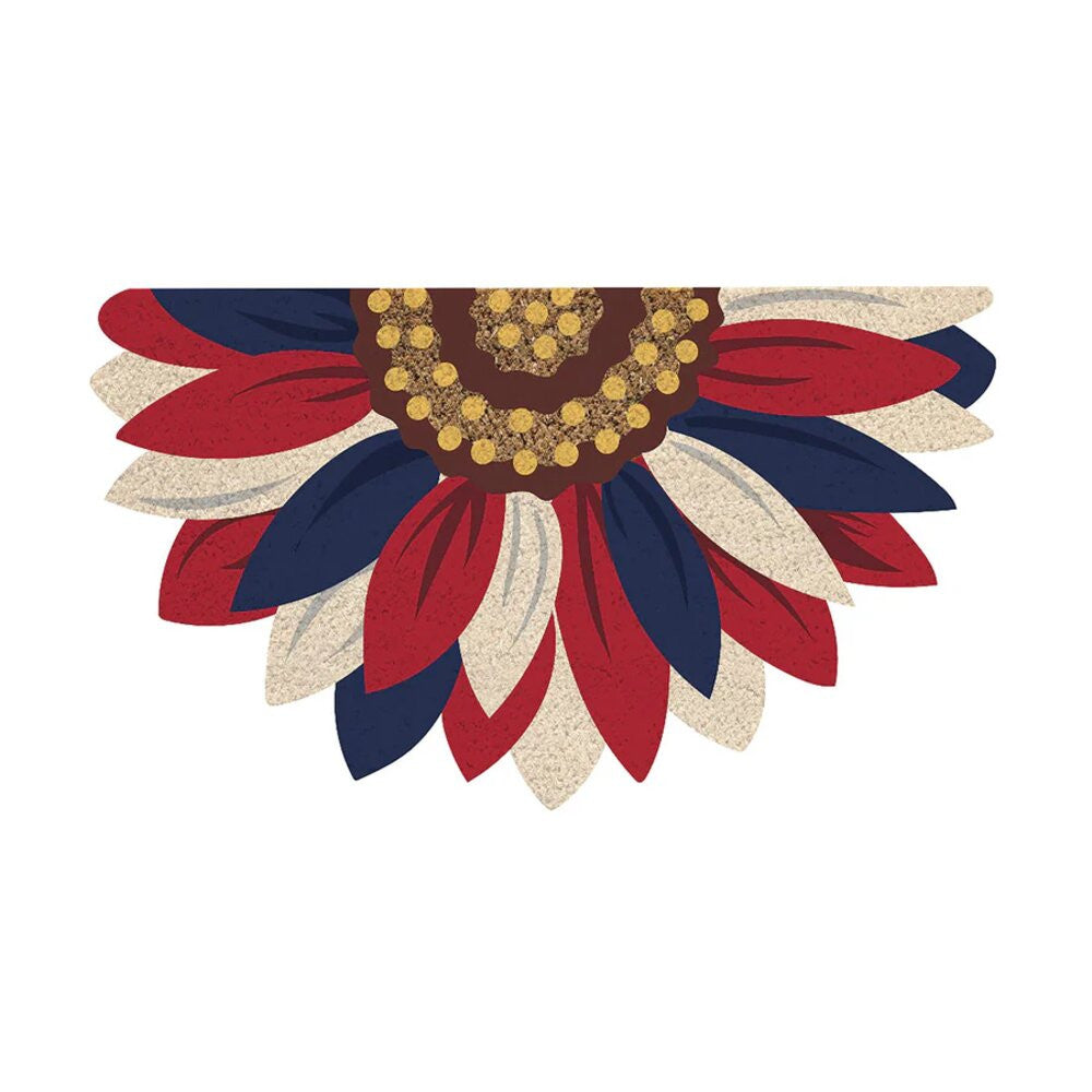 Evergreen Patriotic Sunflower Shaped Coir Mat