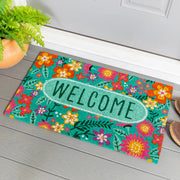 Evergreen Floral Patterned Bunny Floral Coir Mat