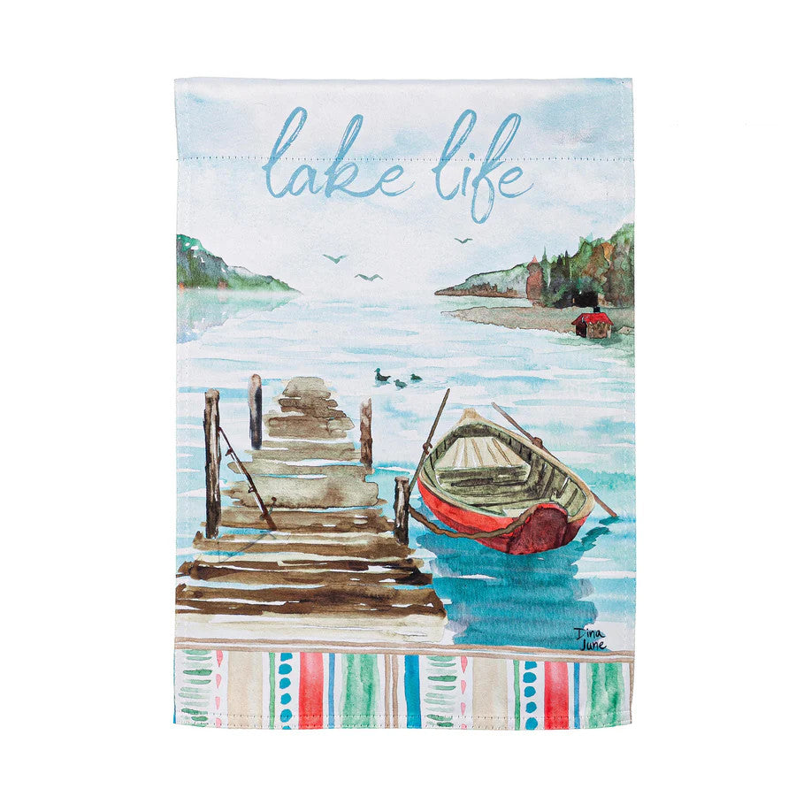 Evergreen Lake Love Garden Suede Flag