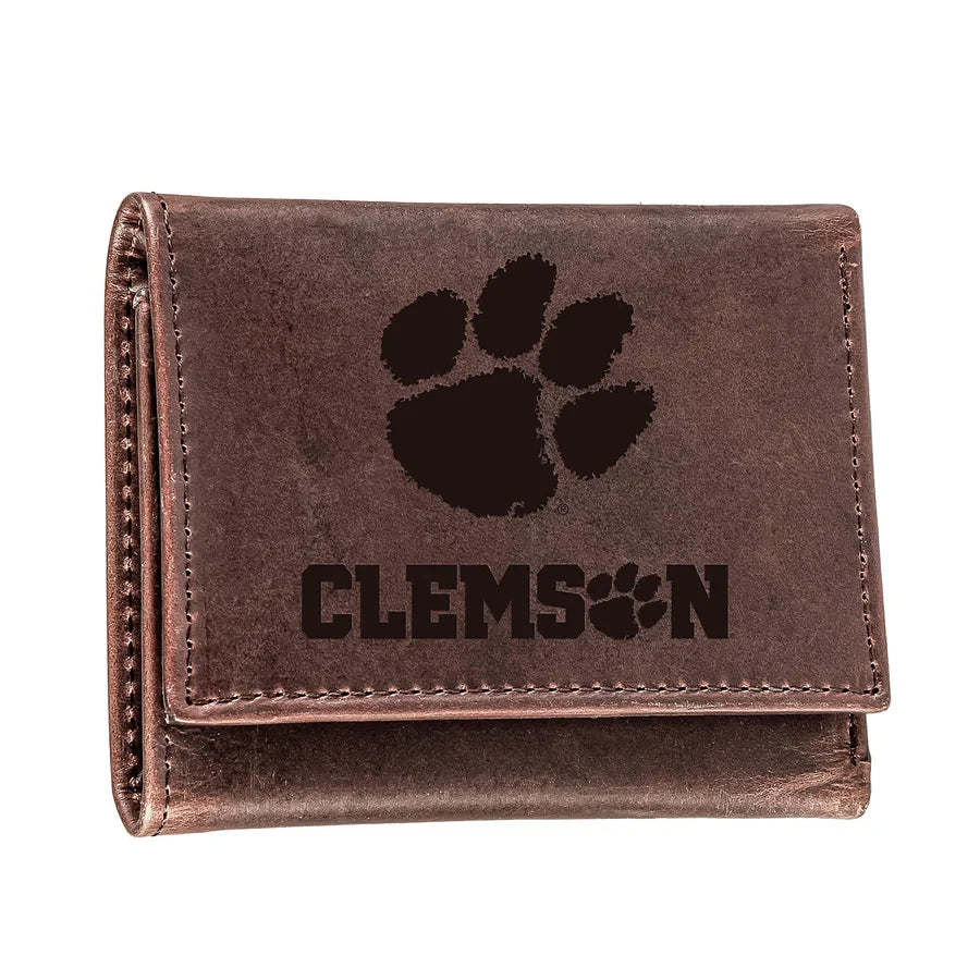 Evergreen Clemson Tri-Fold Wallet - Brown