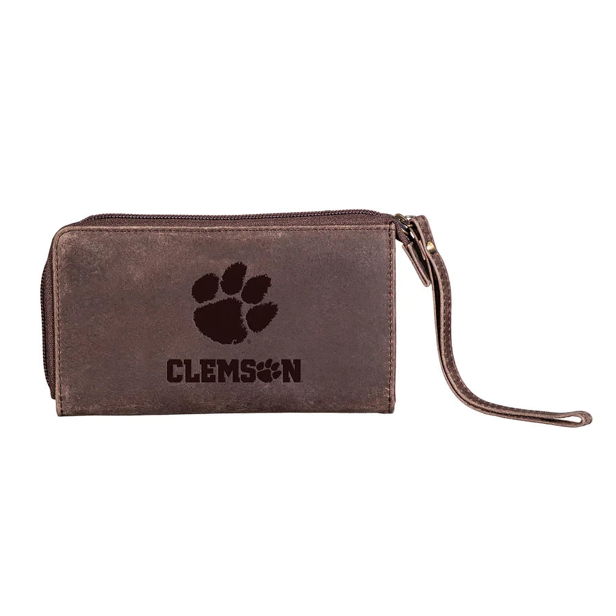 Evergreen Clemson Wristlet Wallet - Brown