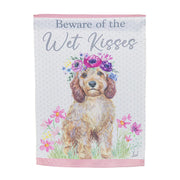 Evergreen Beware of the Wet Kisses Suede Garden Flag