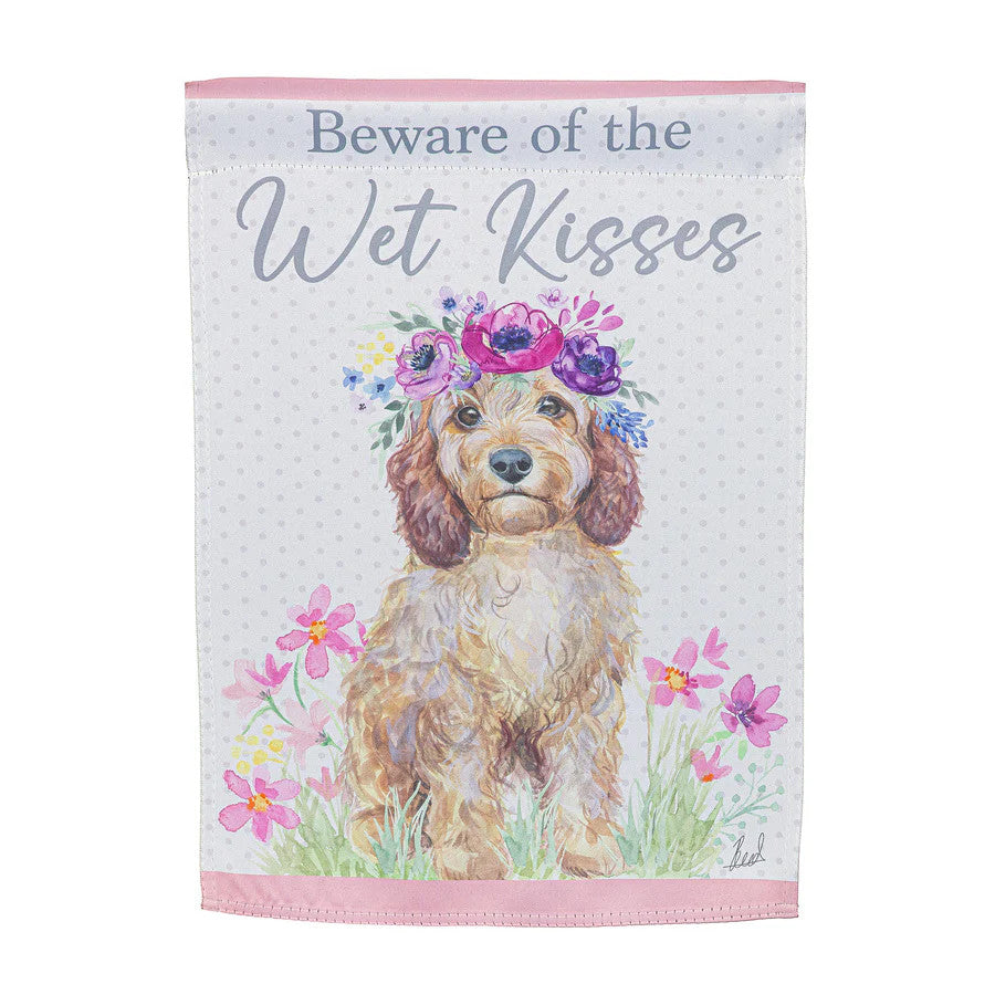 Evergreen Beware of the Wet Kisses Suede Garden Flag