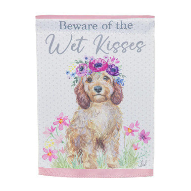 Evergreen Beware of the Wet Kisses Suede Garden Flag