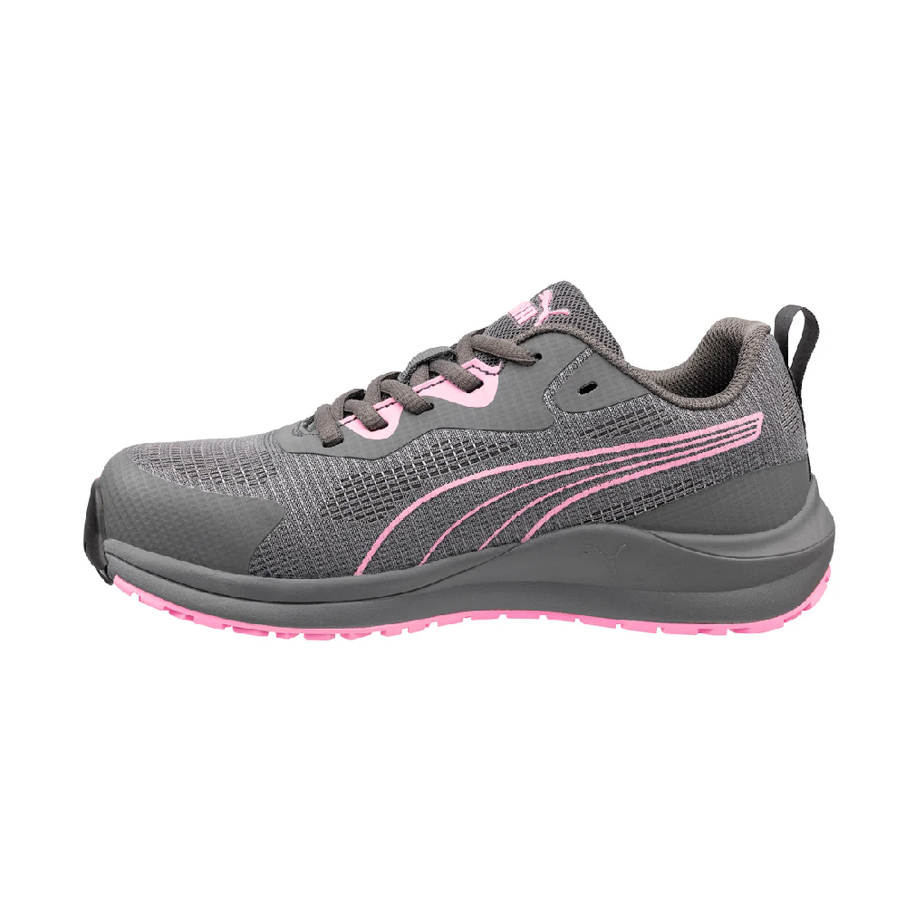 PUMA Safety Women's Celerity Knit 2.0 Low Steel Toe Work Shoe - Grey/Pink