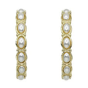 What's Hot Gold Hammered and Pearl Circle Hoop Earring