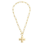 Canvas Macy Square Cross Toggle Necklace - Shiny Gold
