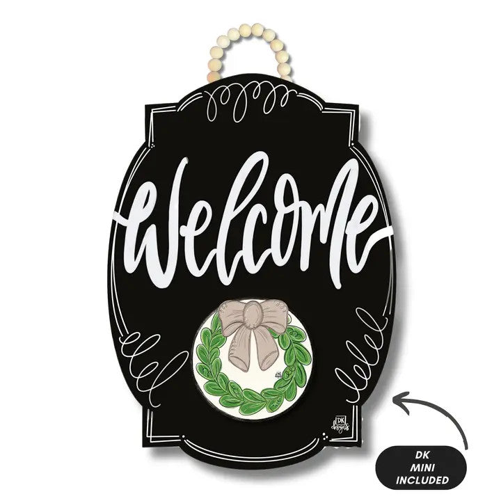 Dk Designs Black Bloom "Welcome" Hanger & Mini