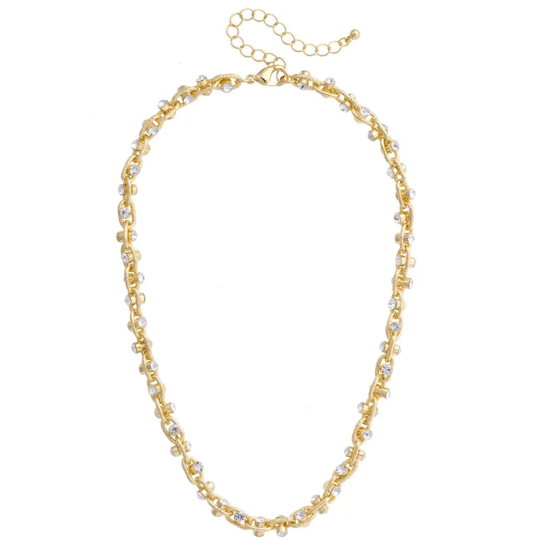 Canvas Krystal Twisted Rhinestone Necklace - Shiny Gold