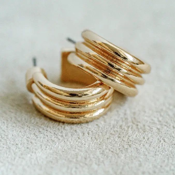 Smith & Co. Triple Mini Hoop - Gold