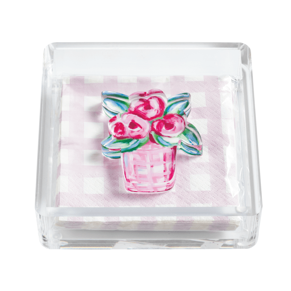 Mud Pie Flower Napkin Holder and Weight Set