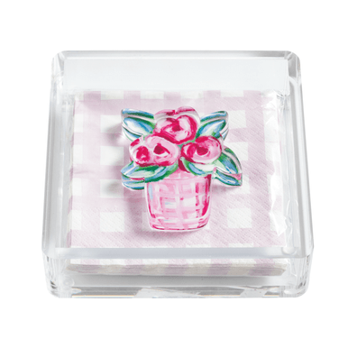 Mud Pie Flower Napkin Holder and Weight Set