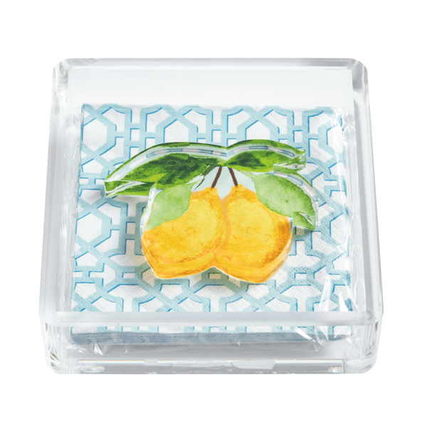 Mud Pie Lemon Napkin Holder and Weight Set