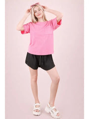 Very J Women's Pleated Comfy Shorts - Black