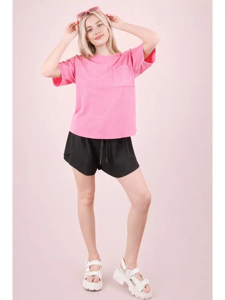 Very J Women's Pleated Comfy Shorts - Black
