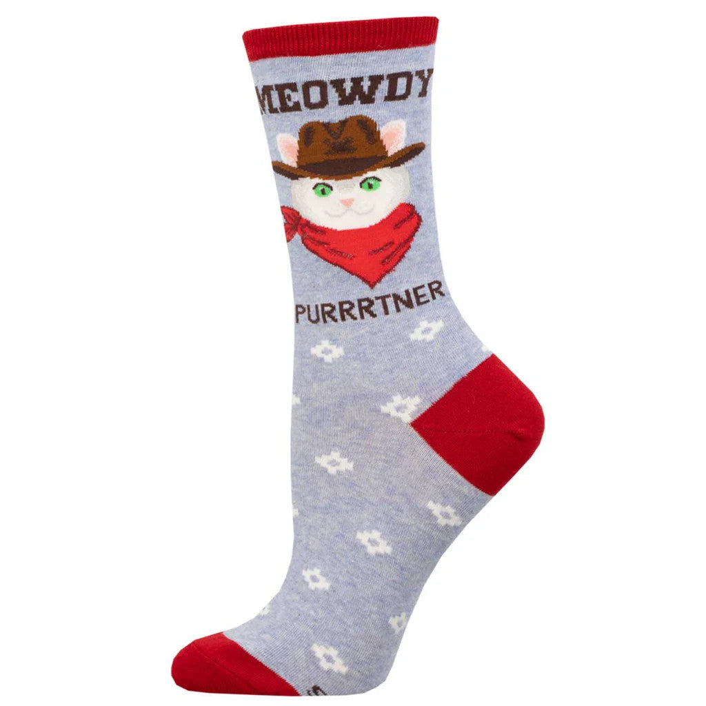 Socksmith Meowdy Purrtner Cotton Crew