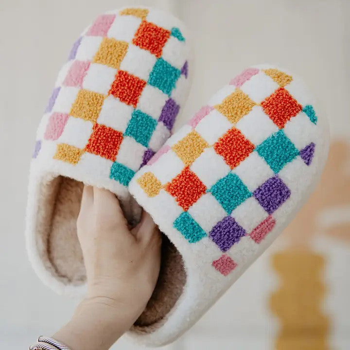 Katydid Women's Checkered Fuzzy Slippers