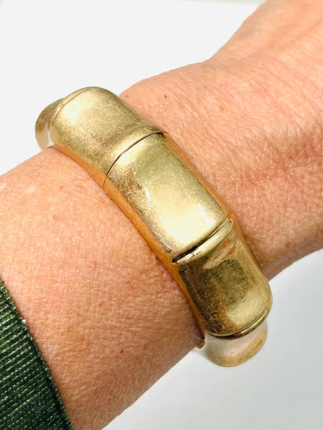 Two Forty Two Chic - Hinged Bamboo Cuff - Vintage Gold