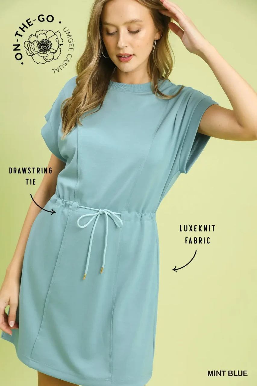 Umgee Women's Pleated Mini Dress - Mint Blue