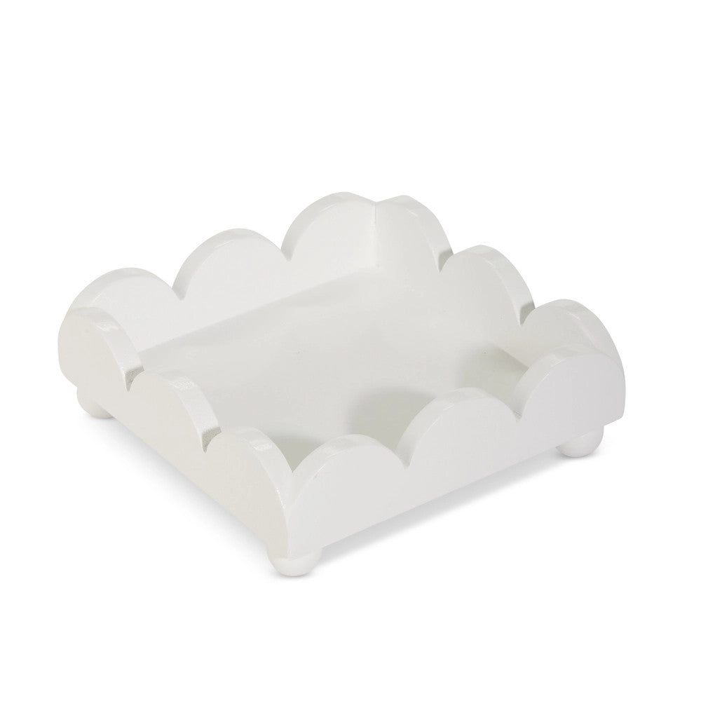Raz 6" White Scalloped Napkin Holder