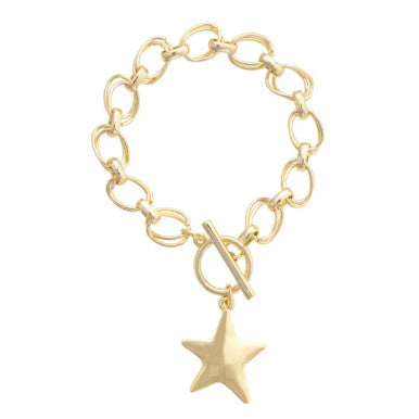 Canvas Elise Hammered Star Toggle Bracelet - Shiny Gold