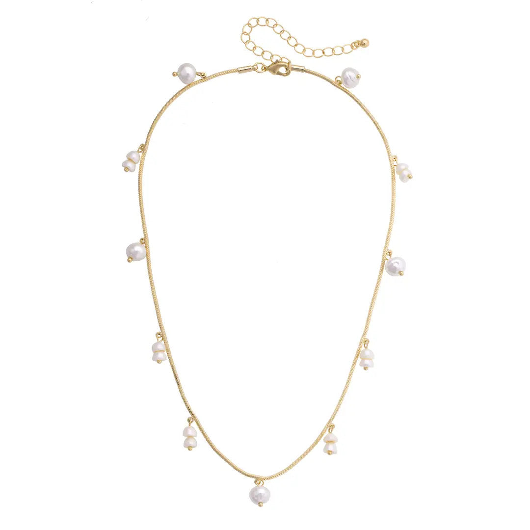 Canvas Lane Pearl Cord Drip Necklace - Shiny Gold