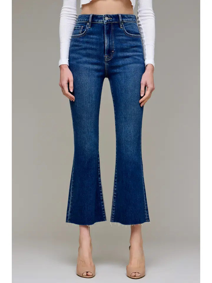 Hidden Jeans Women's Dark Wash Clean Cropped Flare