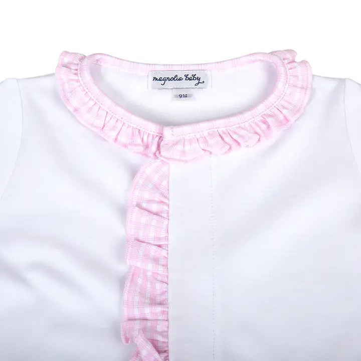 Magnolia Baby New Beginnings Pink Ruffle Front Footie